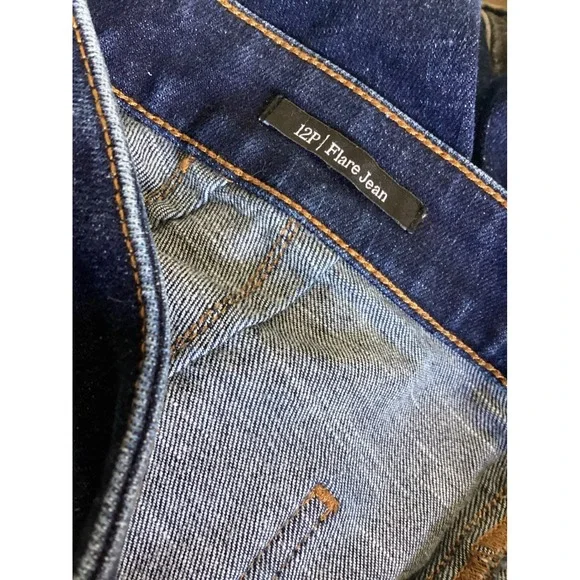 Talbots Womens 12P Dark Wash Flare Jean Sailor Button Detail - Picture 5 of 6